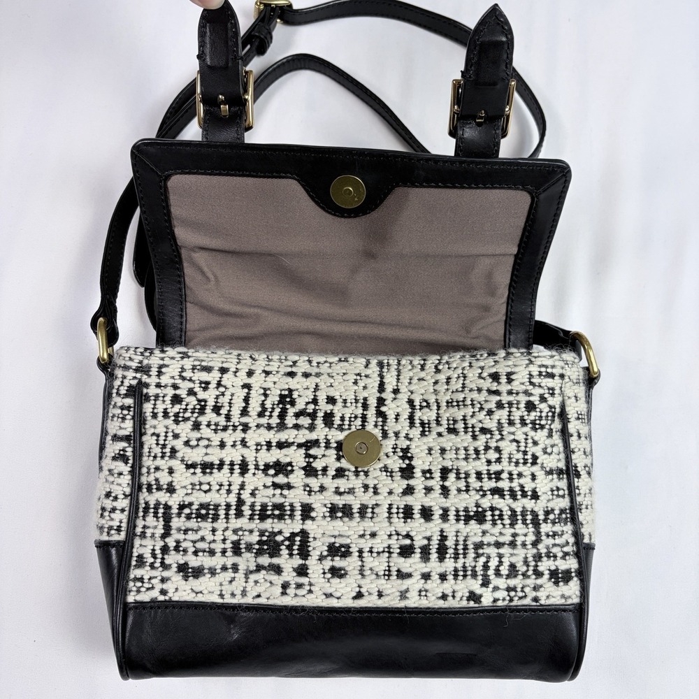 J.Crew Marlie Purse Tweed Wool Leather Magnetic Close Adjustable Strap Old Money - Picture 7 of 10